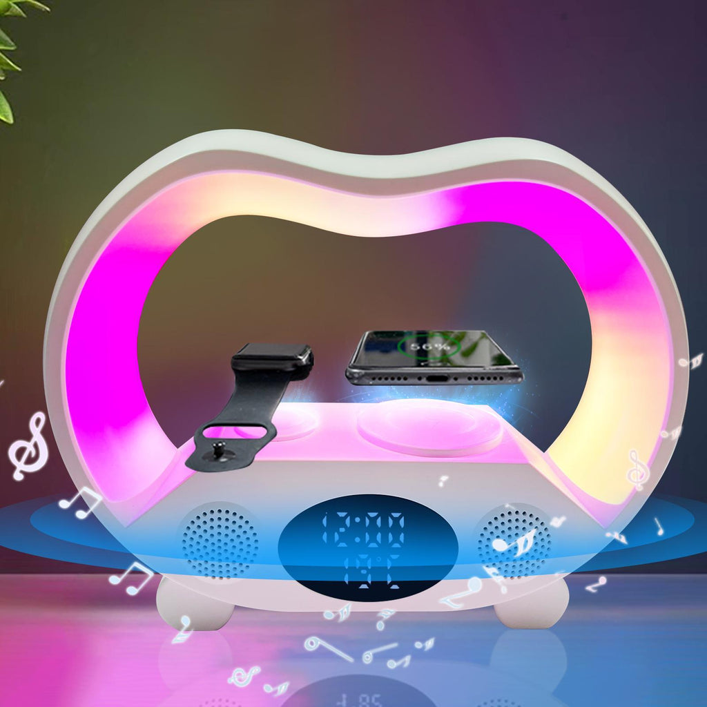 6 In 1 Wireless Charging Night Light Wireless Speaker 15W Wireless Charging Atmosphere Light Home Bedroom Gift
