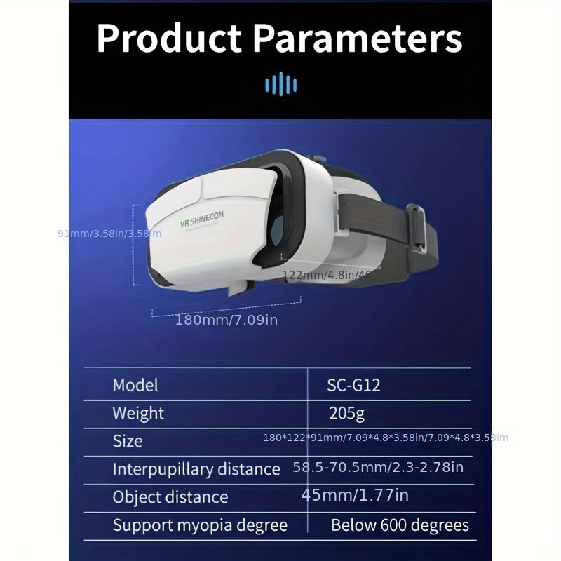 VR SHINECON G05A 3D VR Glasses Headset Virtual Reality Glasses For 4.7-6.0 Inches Android IOS Smart Phones Games 360 HD Movies