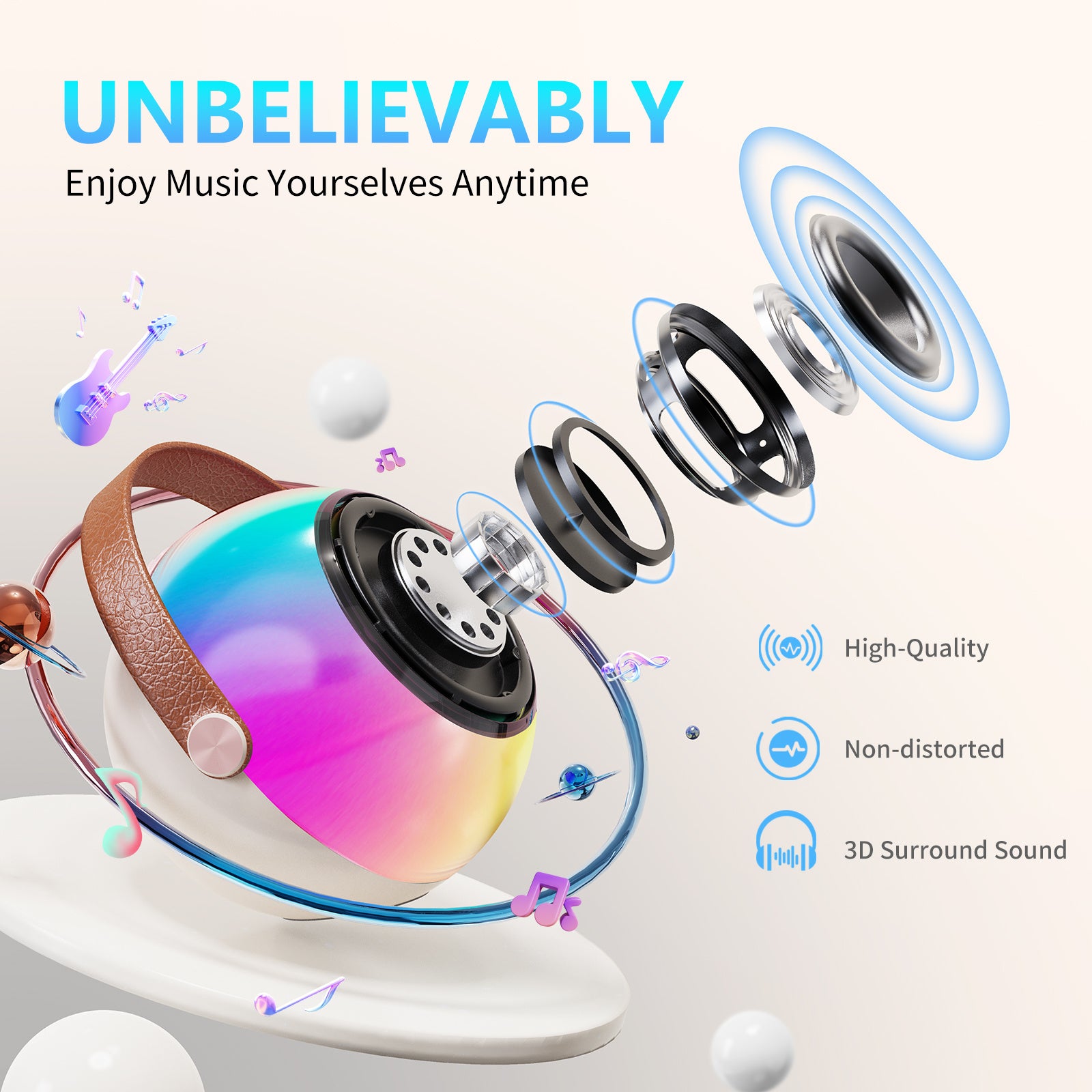 D25 Mini Karaoke Machine With Dazzling Lights And Wireless Microphones