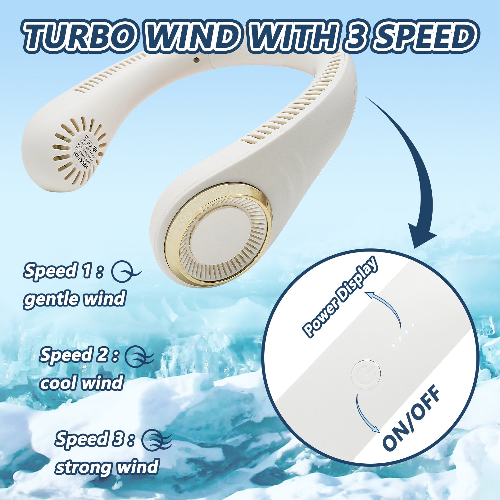 Cooling Neck Fan Portable Fan Cold Air - Fathers Day Gifts For Dad, Hands-Free Wearable Ultra Quiet, Handheld USB Rechargeable For Travel, Gym, Office Perfect Gift 3 Speeds