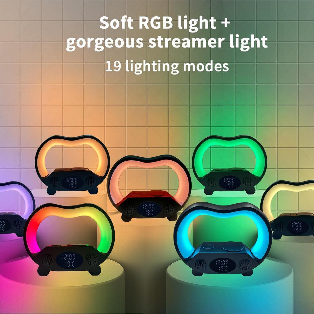 6 In 1 Wireless Charging Night Light Wireless Speaker 15W Wireless Charging Atmosphere Light Home Bedroom Gift