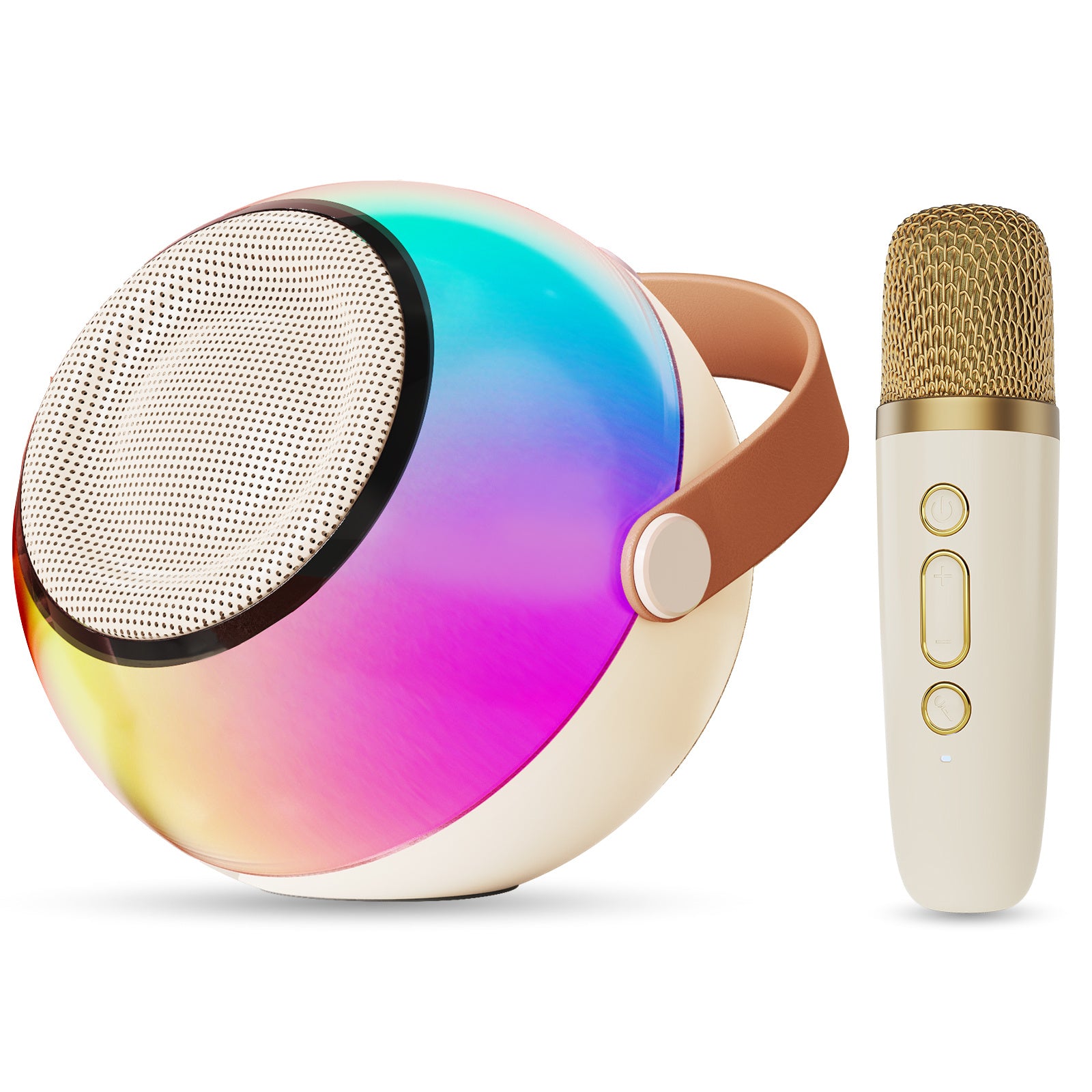 D25 Mini Karaoke Machine With Dazzling Lights And Wireless Microphones